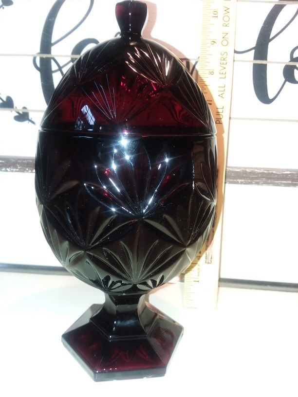 Vintage RUBY RED Candy Dish 