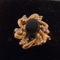 Genuine Onyx & CZ Beautiful Ring