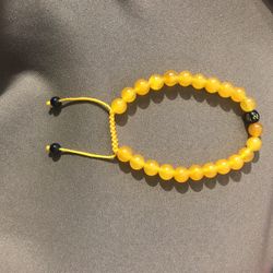Citrine Prayer Beads Bracelet (Adjustable Strap)