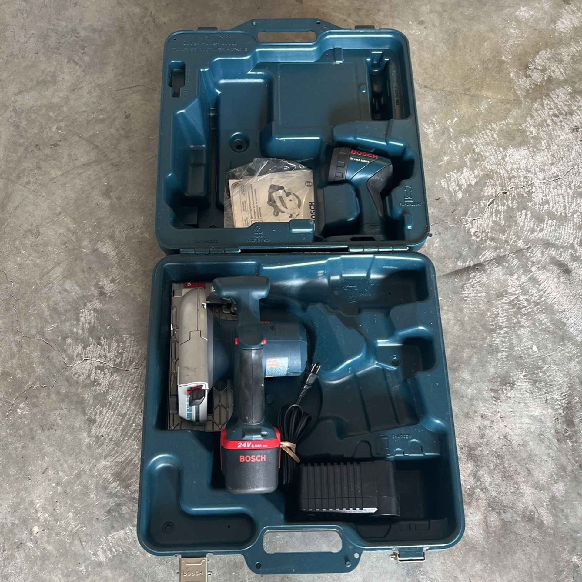 Bosch Circular Saw 24v /working Light 24v /One Good Battery Charger And Case