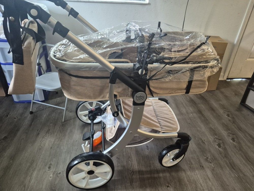 BABY JOY 2-in-1 High Landscape Baby Stroller, Reversible Reclining Stroller