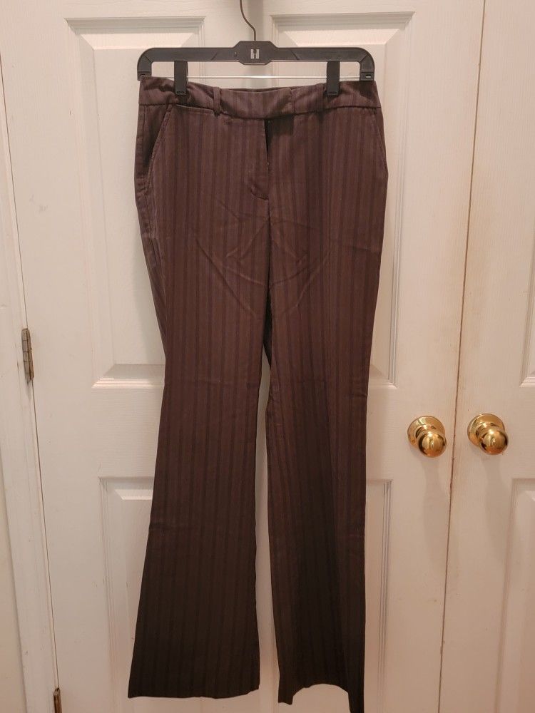 New York & Company Women's Dress Pants, Size 2 Tall, Dark Brown Pinstripe