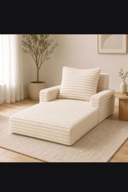 Cream White Ribbed Corduroy
Convertible Floor Sofa Chair / Sleeper
Lounge Chair