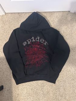 ( BEST OFFER) Black and red rhinestone spider hoodie