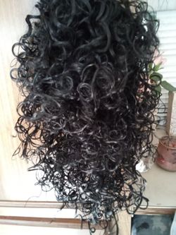 Black curly pony tail wig