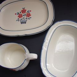 VINTAGE 3 Pcs. Set - Oval Baker Dish, Serving Platter, Creamer or Gravy Boat