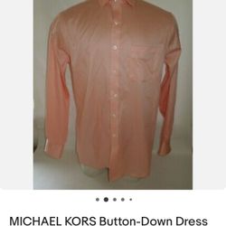 Michael Kors Men’s Dress Shirt Large Peach Button Down Long Sleeve