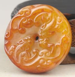 Gorgeous Vintage Maroon Natural Jadeite pendant double dragon
