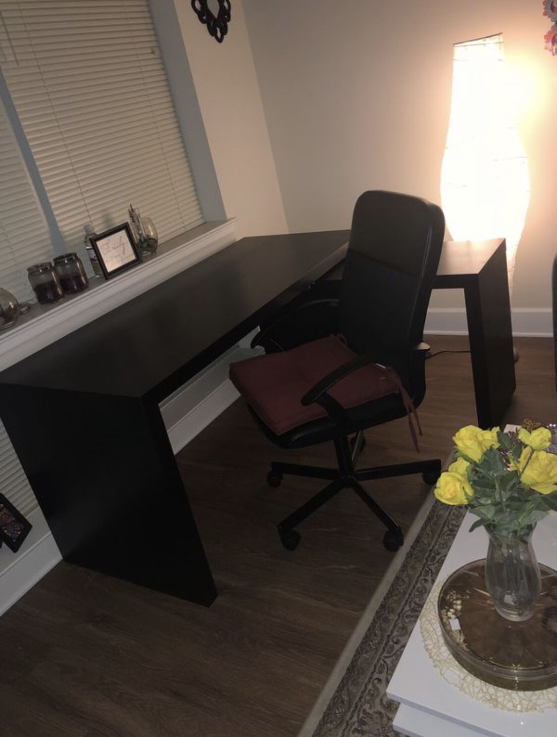 MALM Desk with pull-out panel, IKEA, home office with chair