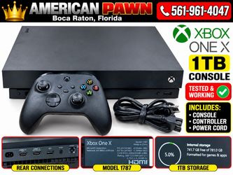 Xbox One X 1TB Console with Controller & Power Cord - Tested & Working