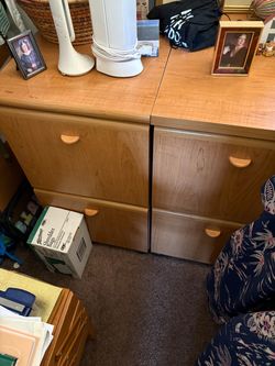 2 oak 2 drawer file cabinet