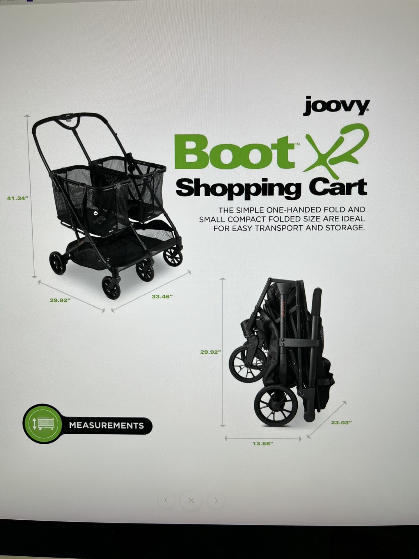 Joovy® Boot X2 Double Personal Stroller Shopping Cart Brand New Sealed Box