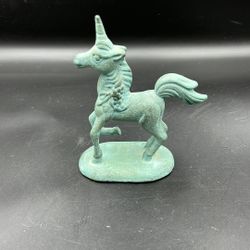 Vintage 1992 PG Princeton Gallery Lenox Treasury Unicorn Bronze Figurine, teal