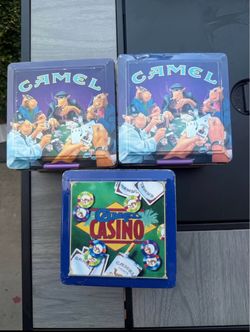 📣OBO📣 Huge Vintage 1990s Joe Camel Casino Game & Tobacciana Advertising Tin Lot 📣OBO📣