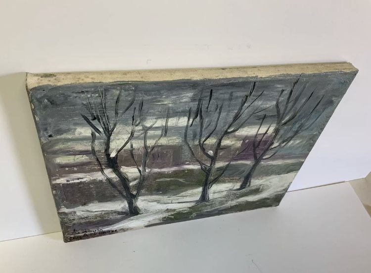 Original Oil Painting Armenian Artist A. Laura Winter Landscape Ashkenaz 11x14”