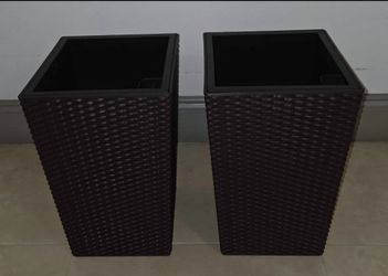 PAIR of 16" Brown Square Textured Planters (2 for $45) @ Lasting  Creations