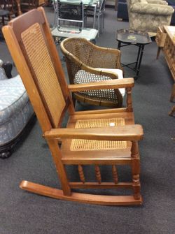 Wooden rocking chair with wicker inlay in great condition