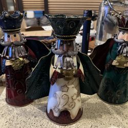 Vintage Metal Wisemen Candle Holders