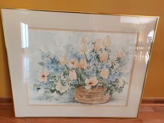 Framed Pastel Flowers Painting