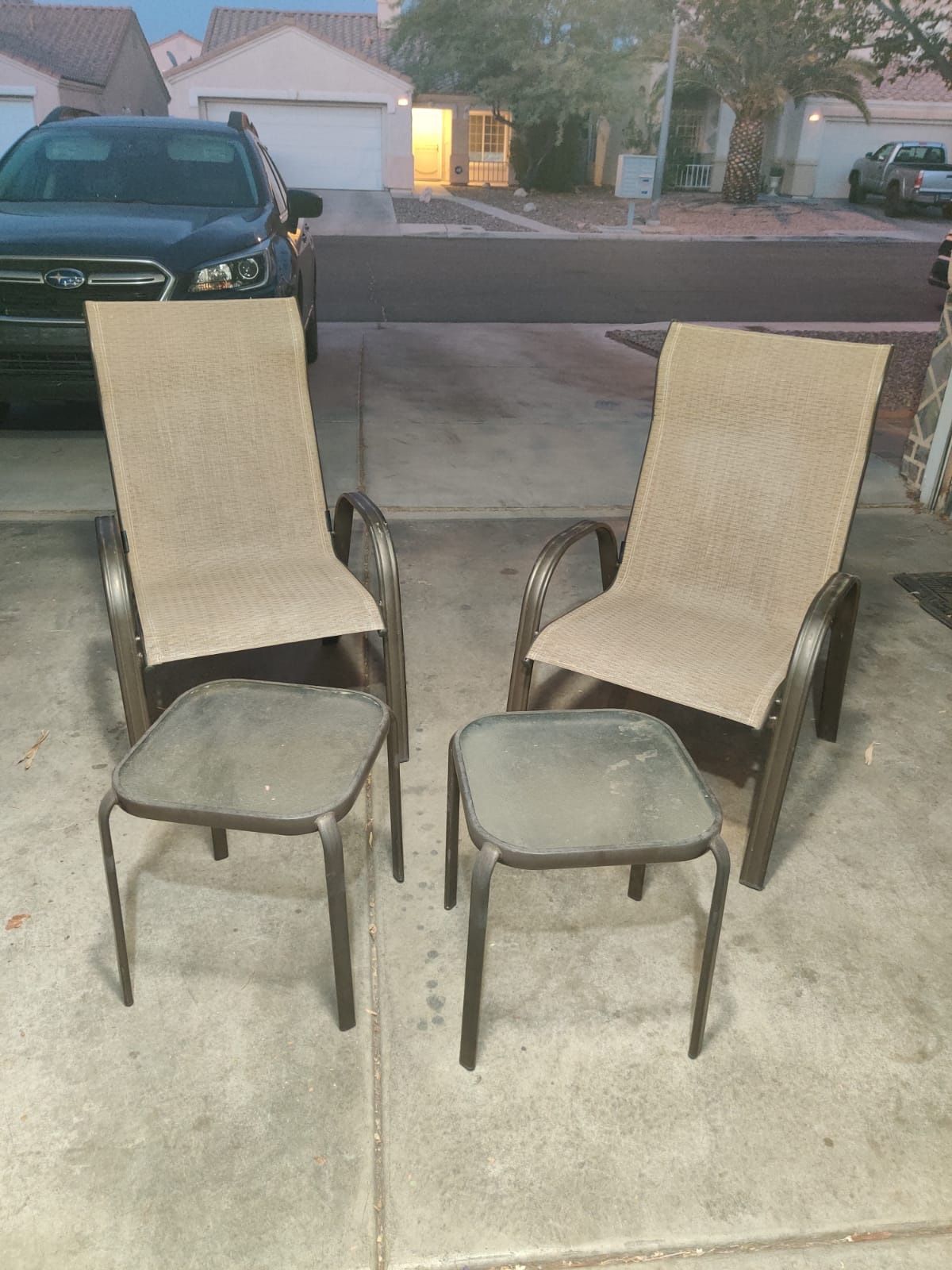 Patio chairs and side tables