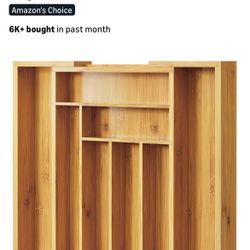 Pipishell Bamboo Expandable Silverware Drawer Organizer, Adjustable