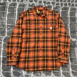Carhartt Mens Heavyweight Flannel Loose Fit Long Sleeve Plaid Shirt | TW4451-M
