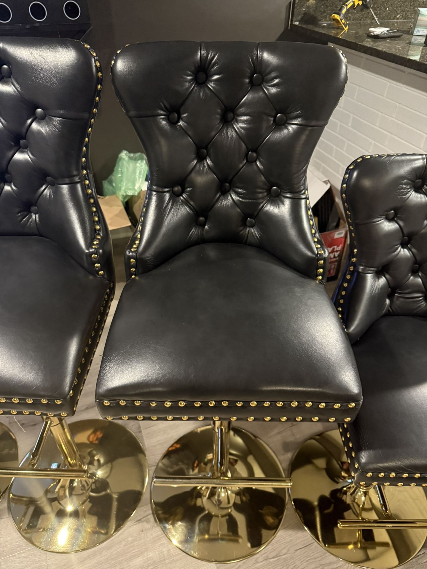 Black And Gold Barstools (Set of 4)