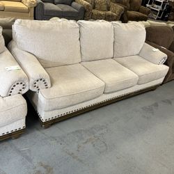 Nailhead Trim Light Tan Couch (in Store)