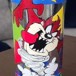 Vintage 1995 Looney Tunes Taz Tasmanian Devil 16 oz Drinking Glass Tumbler