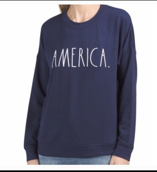 Rae Dunn Blue Americana Patriotic Sweatshirt