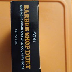 Barber themed cowboy soap and mustache comb