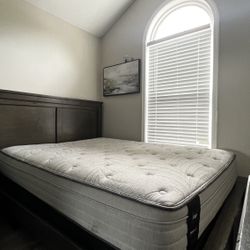 Living Spaces Marco Charcoal Queen Bed frame and six drawer dresser