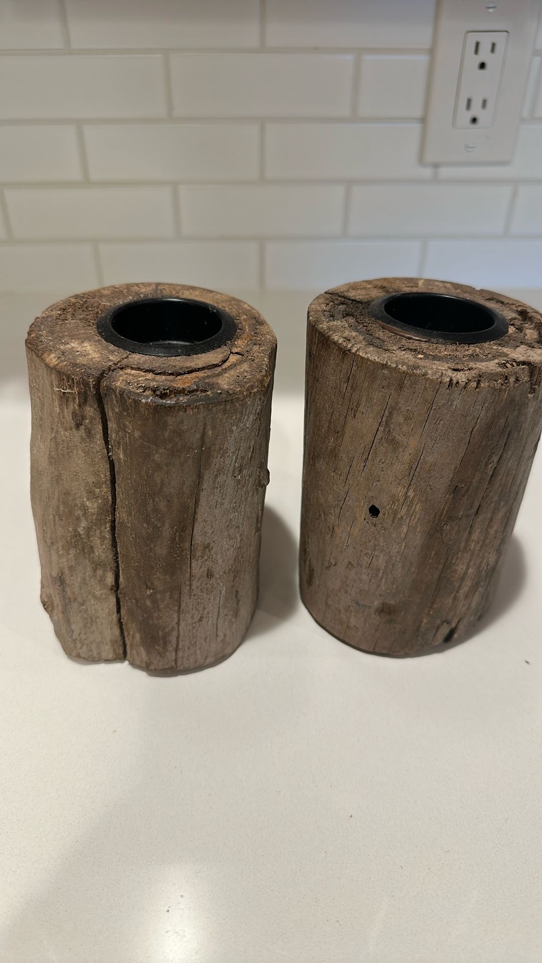 Rustic Wooden Candle Holders