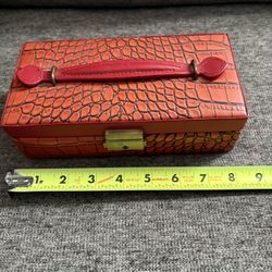 Jewelry Box With Key Faux Croc