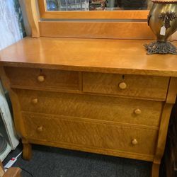 Birdseye maple chest of drawers with mirror