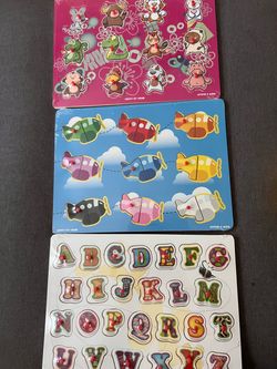 Kids Wooden Peg Puzzle Set of 3