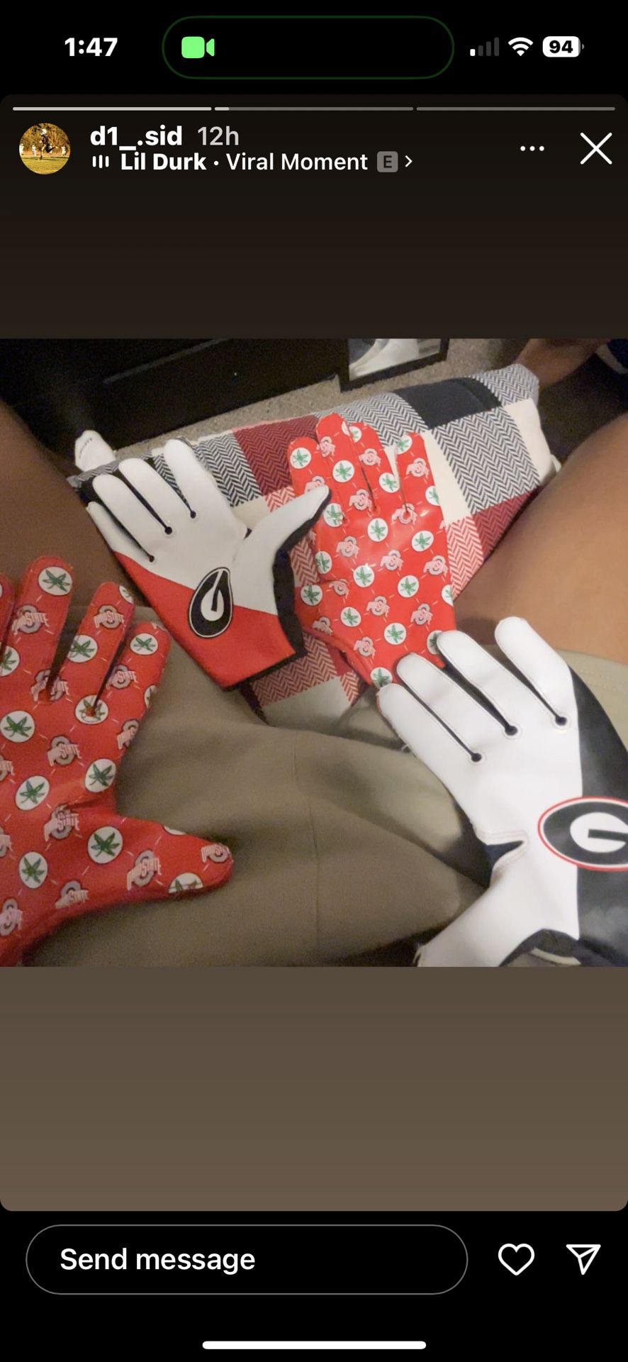 Ohio St. and Georgia Gloves
