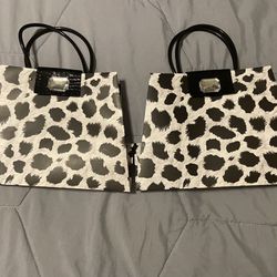 2 LARGE LEOPARD GIFT BAGS WITH LARGE BLING STONE