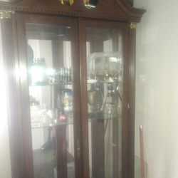 Tall 2 Door Glass Cabinet With Glass Shelves 