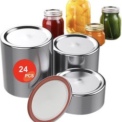 24 Pack Wide Mouth Canning Lids for Mason Jars - Split-Type Metal Lid for BALL, KERR Jar - Airtight Sealed - Food Grade Material (86mm Wide Mouth(24 L