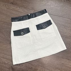SHEIN Tweed White/Black Mini Skirt