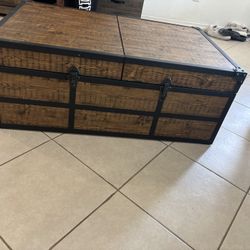 Wood Trunk Ottoman Coffee Table