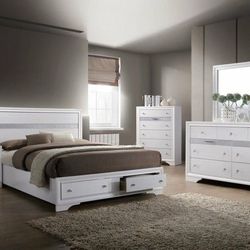 4 PC Queen Bedroom Set - White or Gray