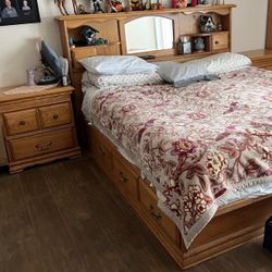 Bedroom set. CA King Captain’s Bed, 2 Nightstands And Tall Dresser