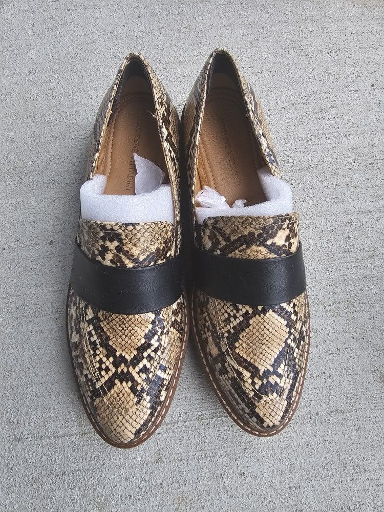 Adrienne Vitadini Snakeskin Loafers 7.5 Women