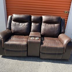 Brown Leather Rocking Recliner Couch