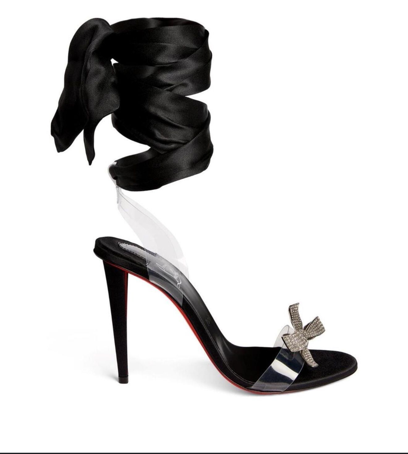 Christian Louboutin Astrinodo Crystal Bow Silk Heels