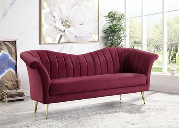 Beautiful Red Velvet Sofa
