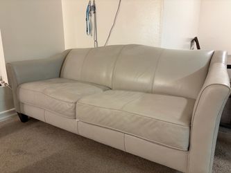 Light Gray Leather 3-Seat Sofa