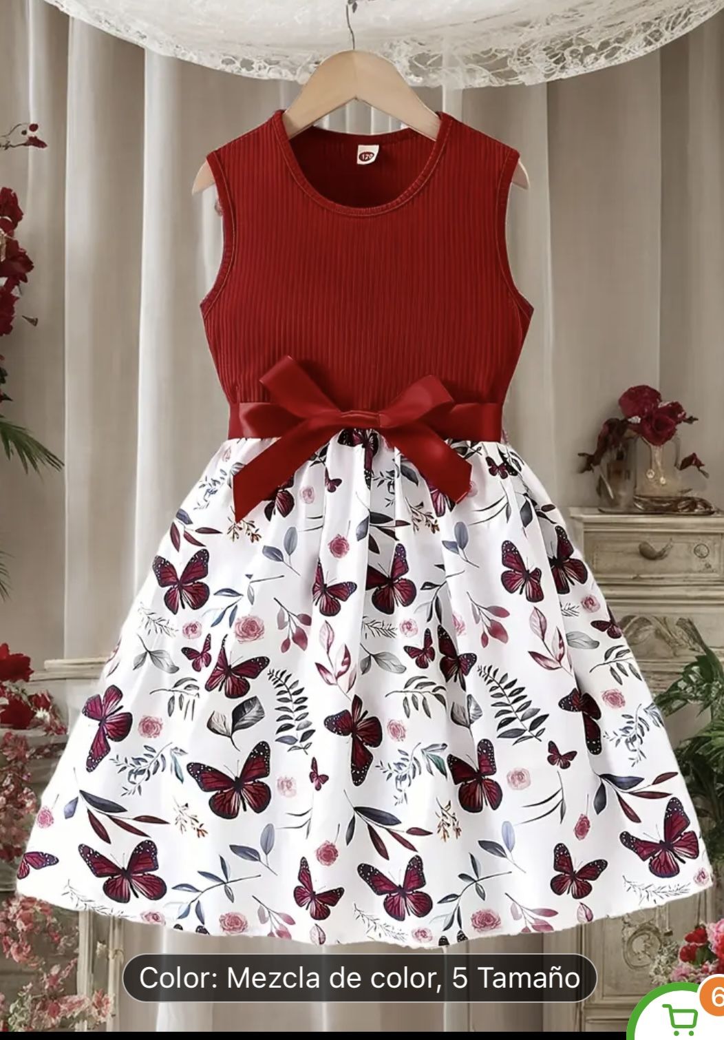 New Size 3-4 Vestido sin mangas con diseño.